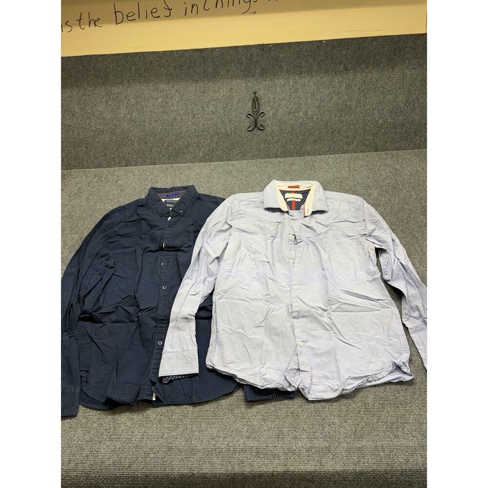 Lot Of 2 Denim And Flower Dress Shirts Men’s Size XL Long Sleeve Button Up